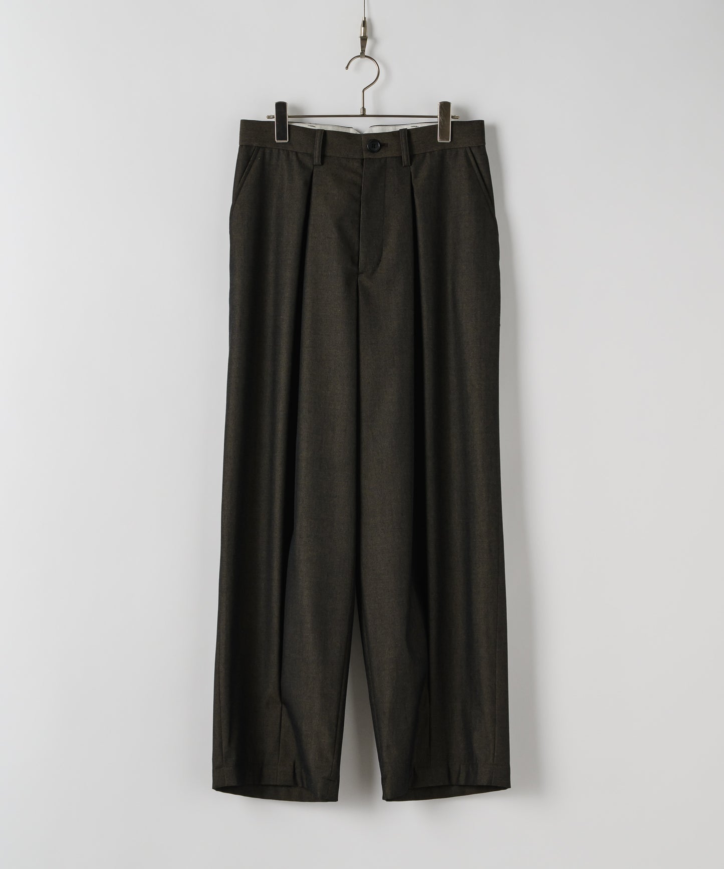 Wool gabardine tapered slacks