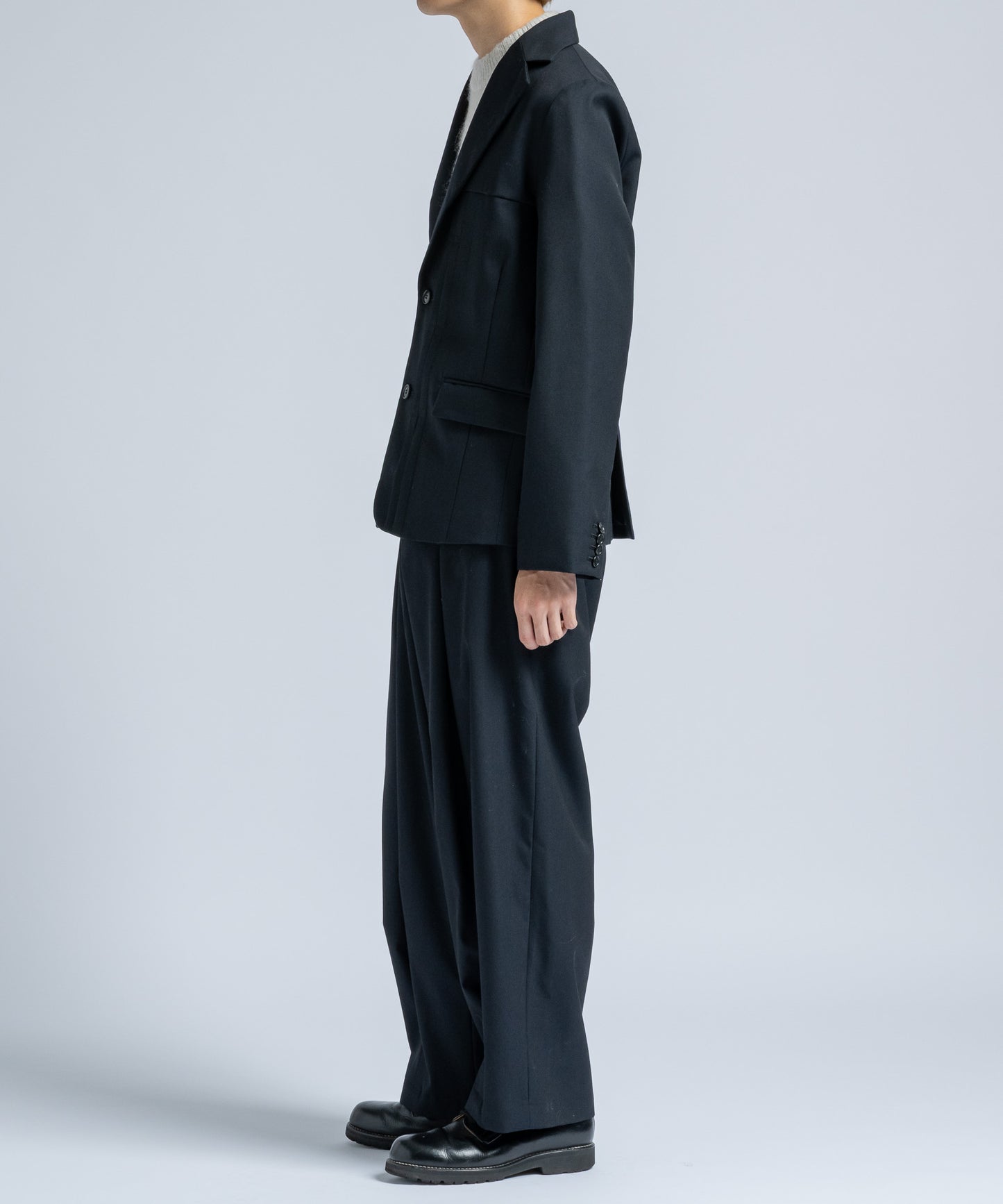 Wool gabardine tapered slacks