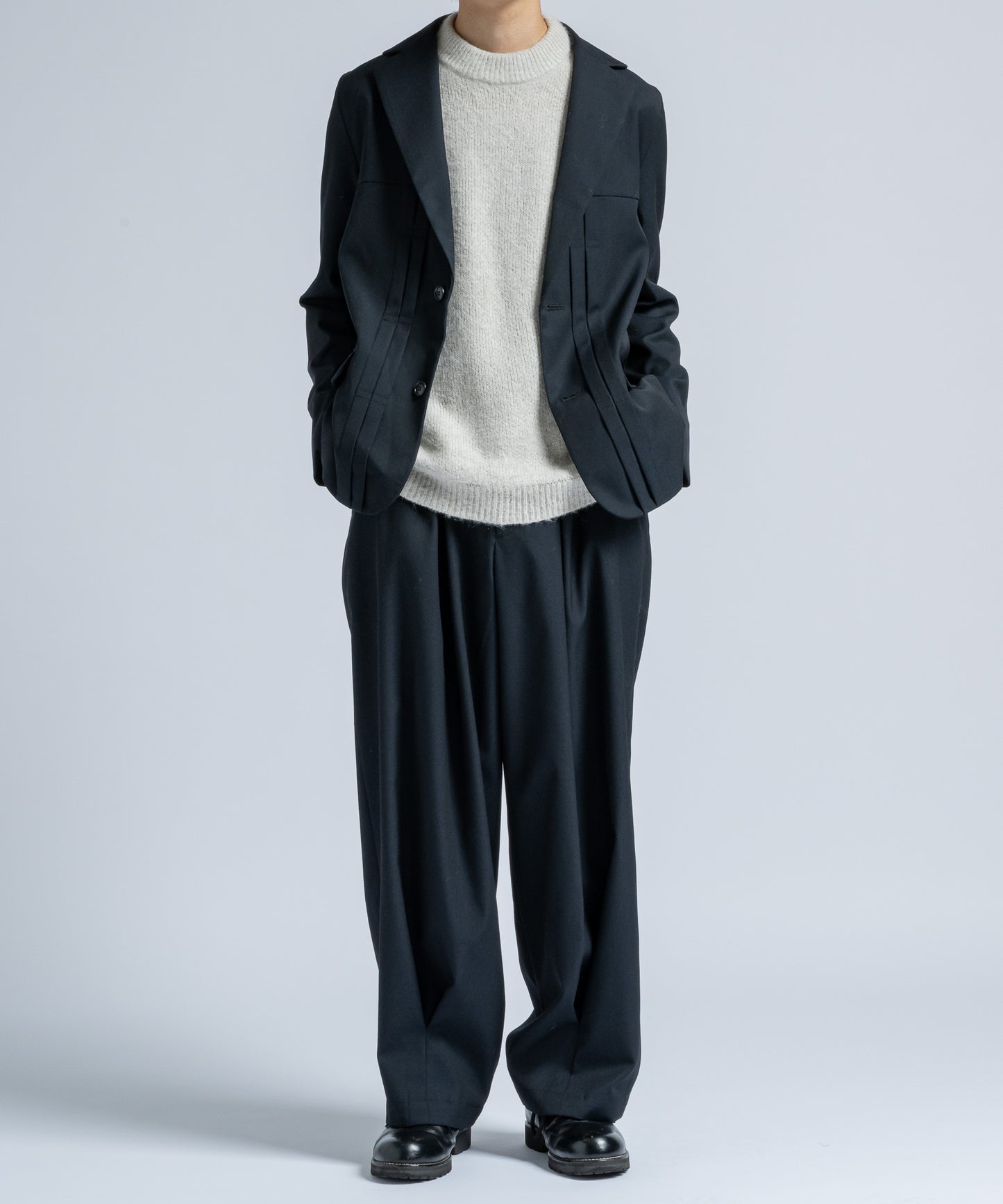 Wool gabardine tapered slacks