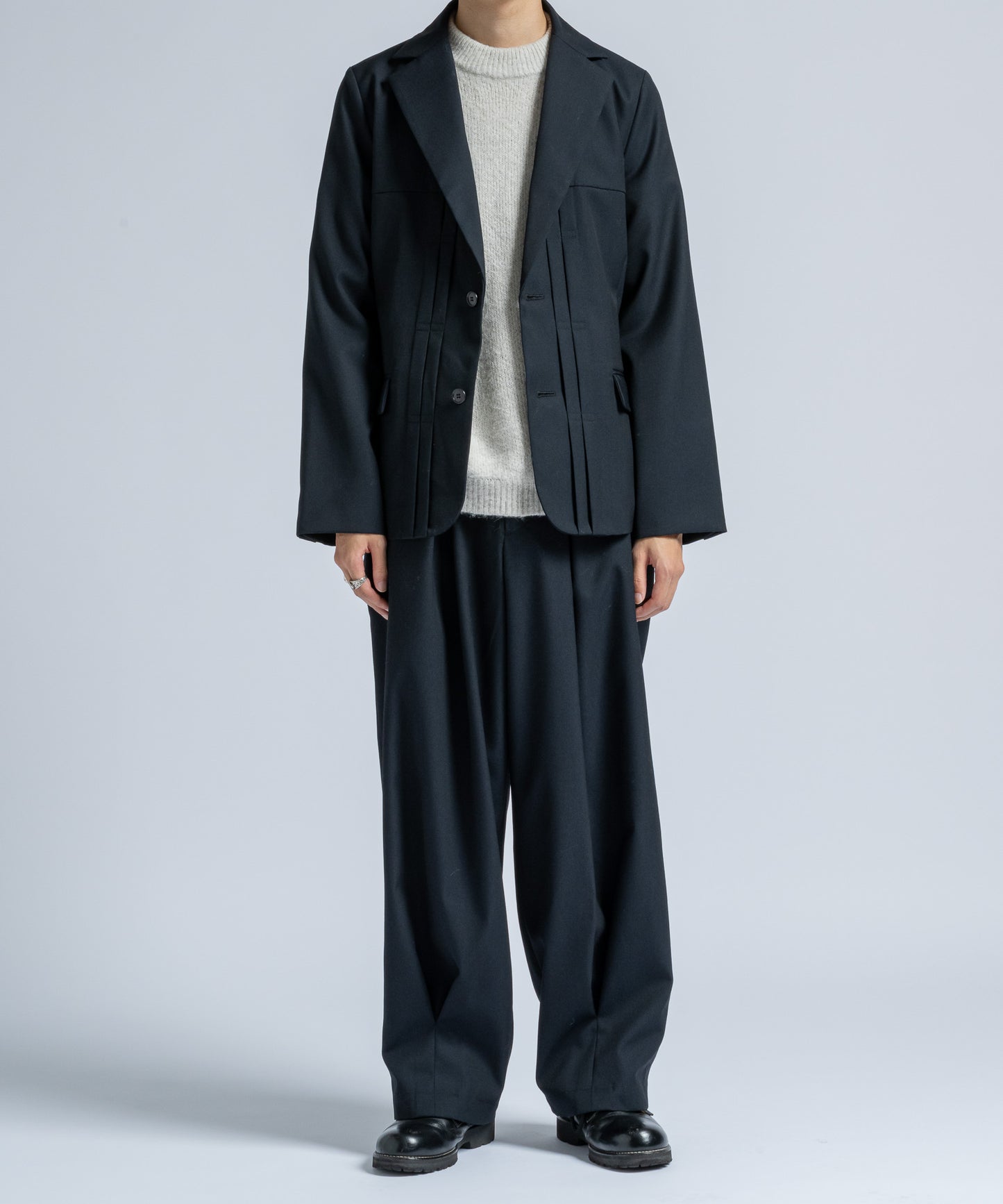 Wool gabardine tapered slacks