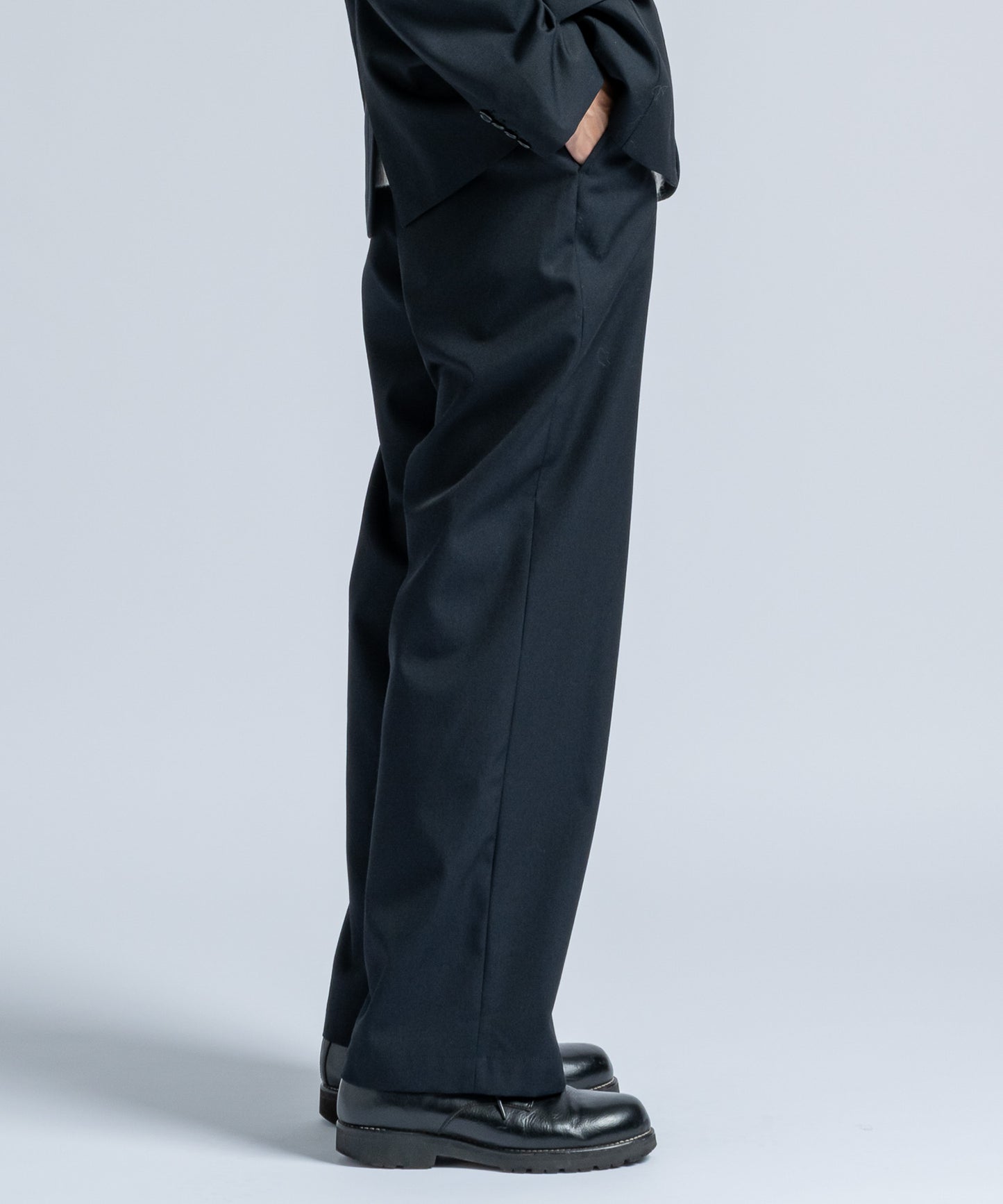 Wool gabardine tapered slacks