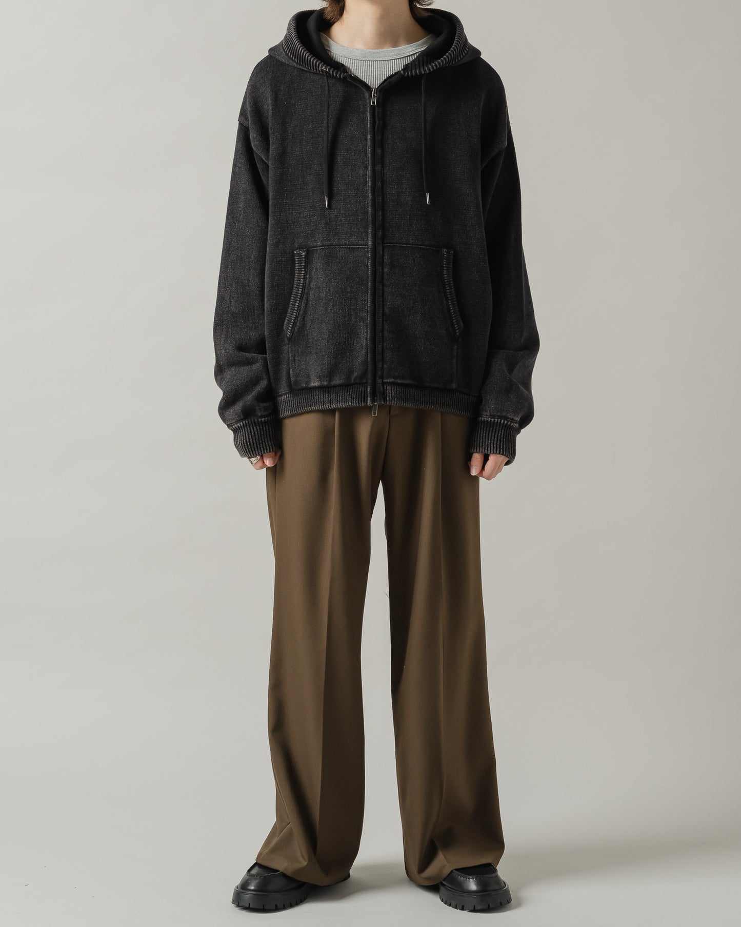 Bio wash knit parka/バイオウォッシュニットパーカー