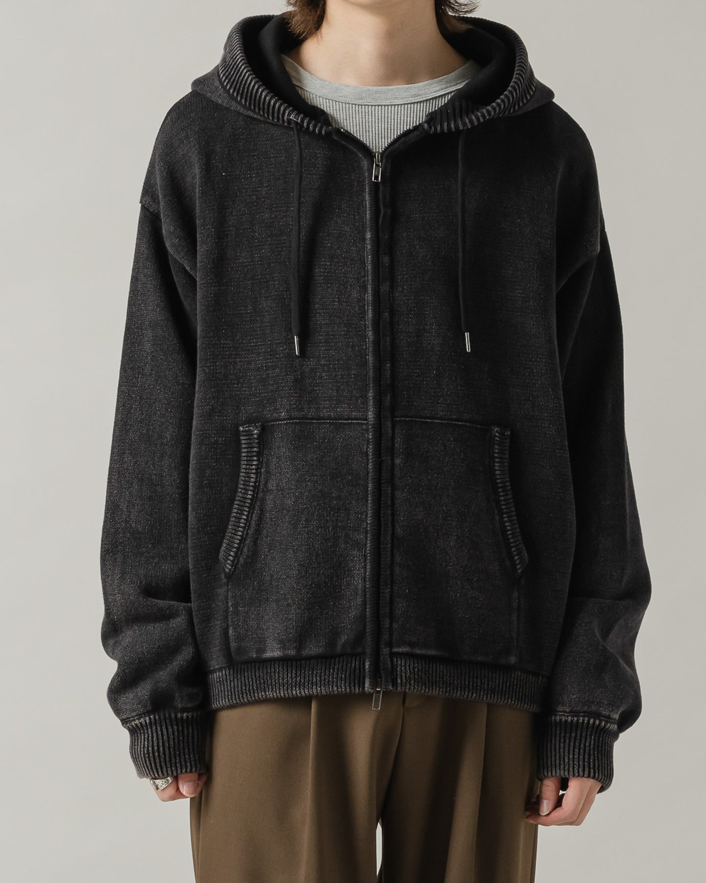 Bio wash knit parka/バイオウォッシュニットパーカー
