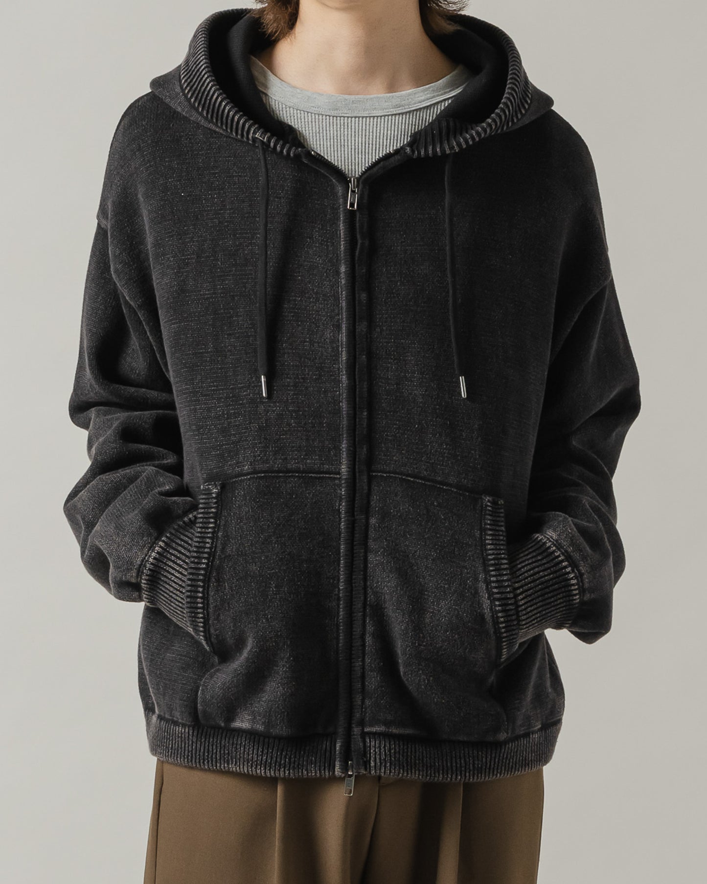 Bio wash knit parka/バイオウォッシュニットパーカー