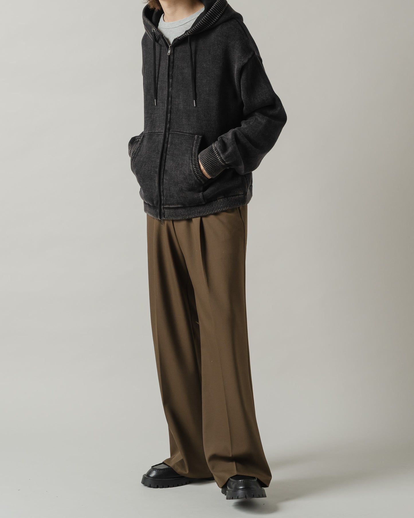 Bio wash knit parka/バイオウォッシュニットパーカー