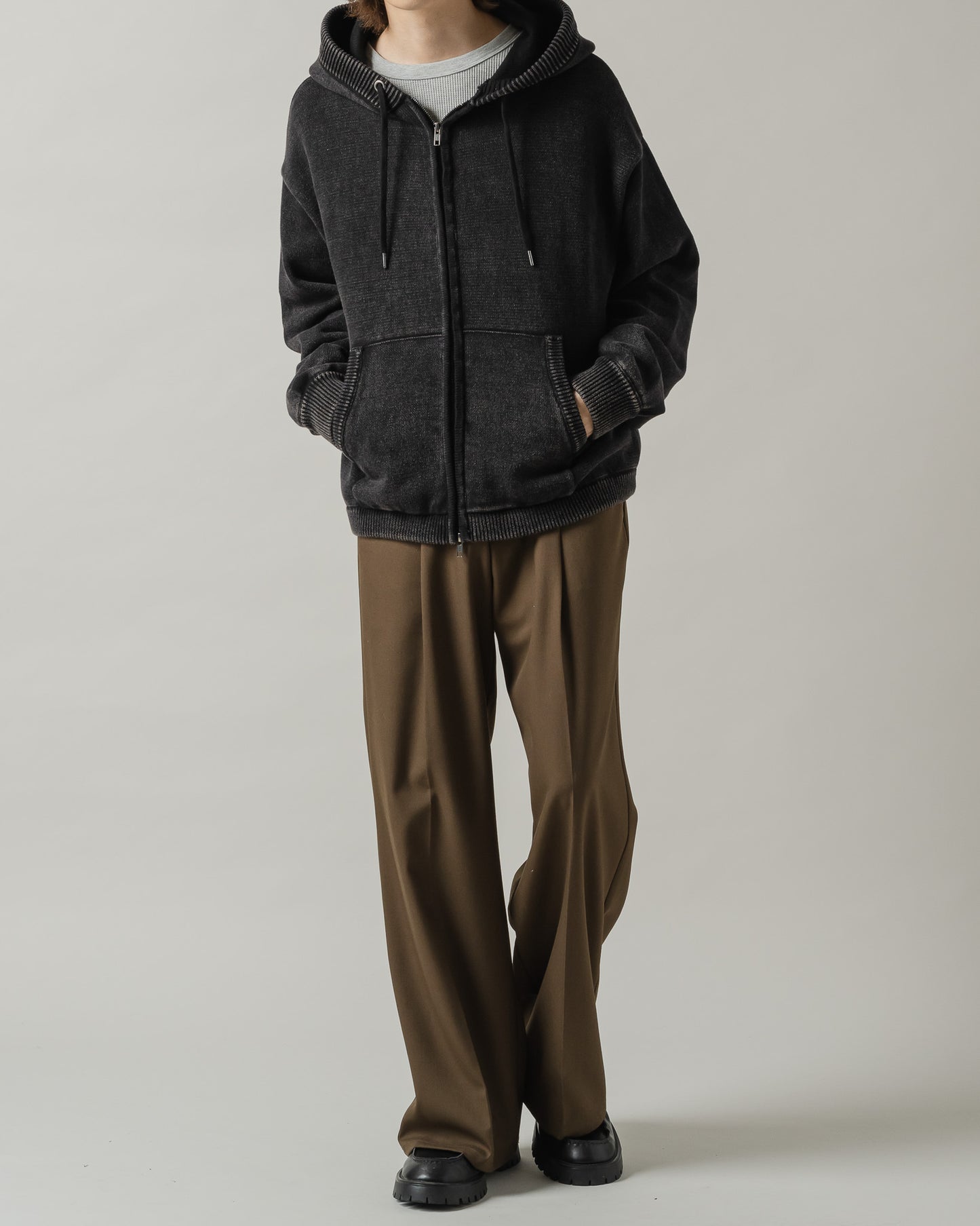 Bio wash knit parka/バイオウォッシュニットパーカー